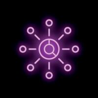 Neon style icon showing data connecting to network vector