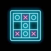 Neon tic tac toe game glowing on dark background vector