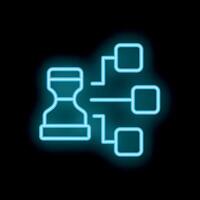 Neon hourglass showing concept of time management process vector