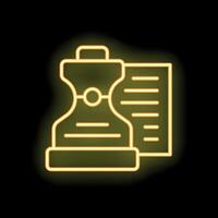 Neon sign of hourglass with abstract sand passing showing time passing concept vector