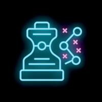 Neon icon style illustration representing time management with an hourglass and connected dots vector