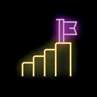 Neon sign depicting stairs leading to a flag on a black background vector