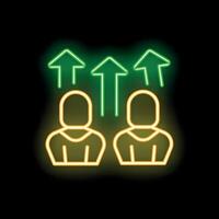 Neon icon of two businessmen moving up in business vector