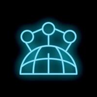 Neon icon of global network connecting world with satellites vector