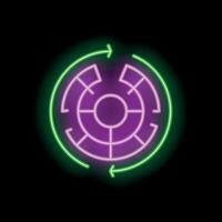 Neon sign representing perpetual motion of solving problems with arrows and labyrinth vector