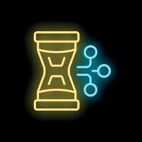 Neon icon of hourglass showing concept of time management vector