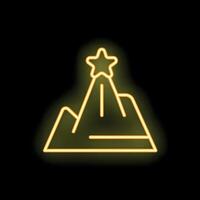neón firmar representando alcanzando tu metas con un estrella en parte superior de un montaña vector
