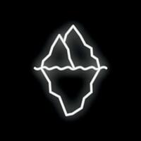 Neon style iceberg floating with hidden danger below waterline vector