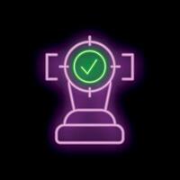 Neon sign representing achieving business goal with check mark and target vector