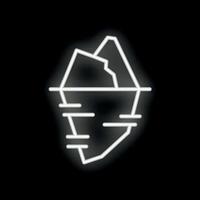 Neon sign representing an iceberg floating on water with hidden depths vector