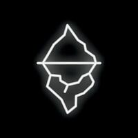 Neon iceberg floating with hidden danger below water line vector