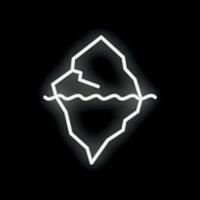 White neon sign of an iceberg floating in dark water vector