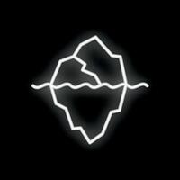 Neon iceberg floating on water surface with hidden part below vector