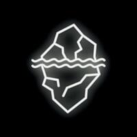 Neon iceberg floating with hidden danger below water line vector