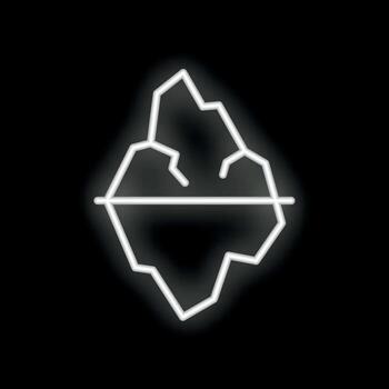 neón iceberg flotante, minimalista diseño en negro antecedentes vector