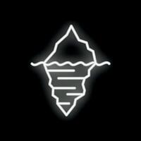 Neon iceberg floating with hidden danger below water line vector