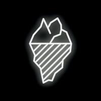 Neon iceberg floating glowing on black background vector