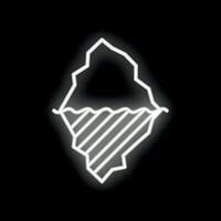 Neon style icon showing tip of the iceberg floating on water vector