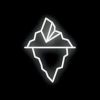 Neon iceberg floating glowing on black background vector