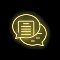 Neon icon of speech bubbles discussing a document vector