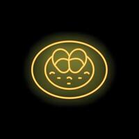Neon sign showing a smiling kawaii meal on a plate vector