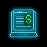 Neon online shop icon displaying dollar sign for e commerce vector