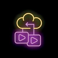 Neon icon of cloud computing sharing files vector