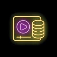Neon icon of platform monetization representing earning with digital content vector