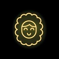 Yellow neon sign of a smiling face on a black background vector