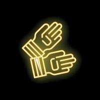 Glowing neon line icon illustration of working gloves vector