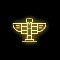 Neon totem pole shining bright on black background vector
