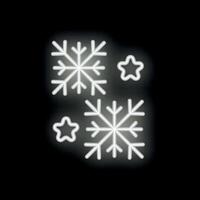 White neon sign showing two snowflakes and two stars on black background vector
