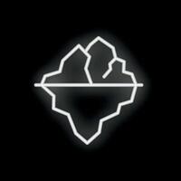 Neon style icon representing an iceberg floating on water vector