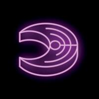 Purple neon sign representing a slice of salmon over black background vector