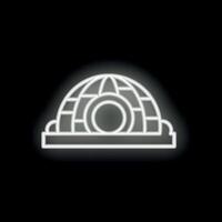 White neon sign depicting an igloo on a black background vector