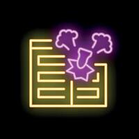Neon icon of a fist destroying censored document vector
