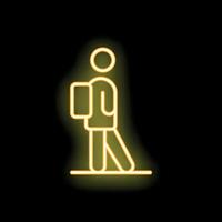 Student walking with backpack neon light style icon vector