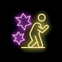 Man walking towards his goals neon sign style icon vector