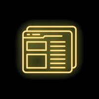 Neon webpage design glowing on black background vector