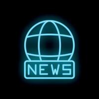 Neon globe icon representing global news update vector