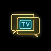 Neon icon of speech bubbles discussing tv shows vector