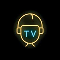Neon icon of vr headset showing tv streaming service vector