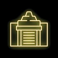 Neon icon of a shredder destroying a document on black background vector
