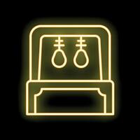Glowing neon line icon of a gallows with two hanging nooses vector
