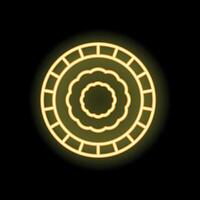 Round glowing ornament with floral pattern on black background vector
