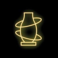 Glowing neon style icon of pottery vase with abstract lines for decoration vector