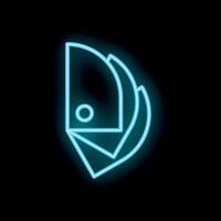 Neon style icon of three pieces of paper with folded corner representing documents vector