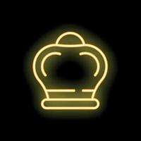 Neon sign of a chef toque on a black background vector