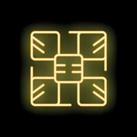 Neon yellow chip icon glowing on black background vector