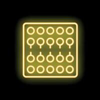 Yellow glowing neon sign of a rack of lollipops on sticks vector